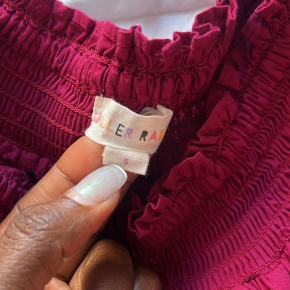 Roller Rabbit Peonia Embroidered Ainsley Dress Size Small Maroon and Blue - Picture 7 of 10